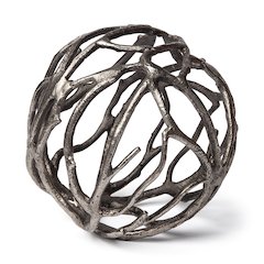 Sphaira Large 7L x 7W Silver Cast Aluminum Decorative Tree Branch Orb