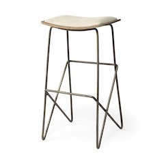 30" Total Height Cream Fabric Seat Gold Metal Frame Bar Stool