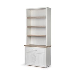 White And Medium Brown Wood Three Shelf Shelving Unit