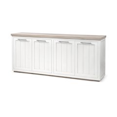 Fairview ISolid Wood Brown Top & White Frame 4 Cabinet Door Sideboard
