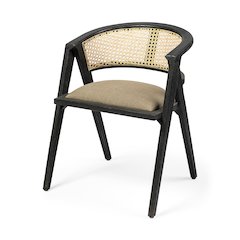 Black Wooden Frame Linen Wrap Seat Dining Chair