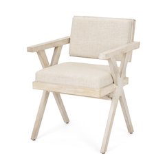 Cream Fabric Wrap Blonde Wooden Frame Dining Chair