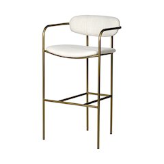 30" Seat Height Cream Fabric Seat Gold Metal Bar Stool