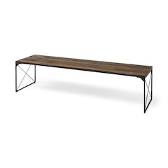 66L X 18W Brown Wood Topblack Iron Base Accent Bench