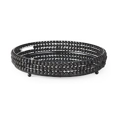 Decatur 21L x 21W Black Wooden Bead Mirrored Bottom Round Tray