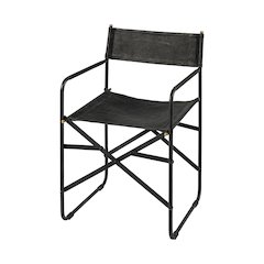 Black Iron Frame Black Leather Dining Chair