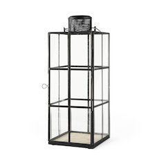Gamfield 6.1L x 6.1W x 16.7H Large Black Metal and Glass Lantern