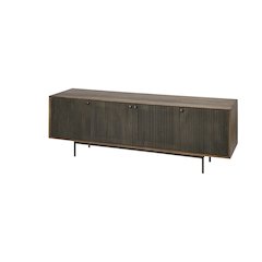 Grace Two-Toned Brown Solid Wood TV Stand Media Console with Slated Doors