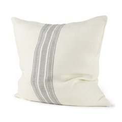 22 X 22 Cream With Gray Stripes Decorative Pillow Cover