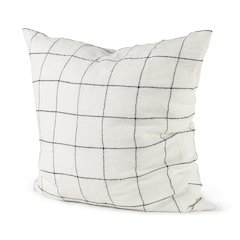 22 X 22 White/Black Square Pattern Decorative Pillow Cover
