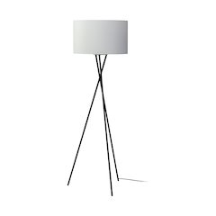Ambrose 20.0L x 20.0W x 61.8H Black MetalWhite Fabric Shade Floor Lamp