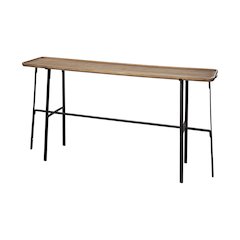Rectangular Brown Raised Edge Top Console Table