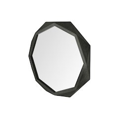 Aramis 32" Octagon Black Wood Frame Wall Mirror
