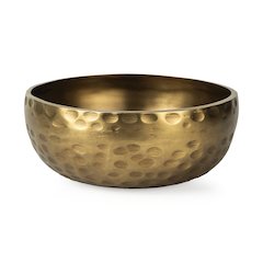 12L X 12W Gold Hammered Aluminum Bowl