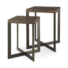 Faye (Set of 2) 19L x 19W x 26H Medium Brown WoodMetal Base Accent Tables