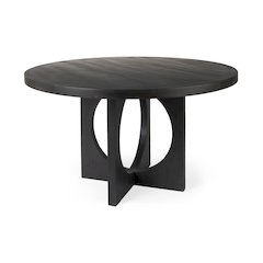 Liesl 54.L x 54.0W x 30.0H Black Wood Circular Top Dining Table
