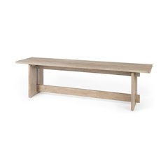 18H Light Gray Wood Dining Bench