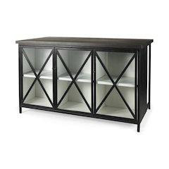 Dimitra 62.0L x 32.0W x 36.0H Dark IronGlass Doors Kitchen Island