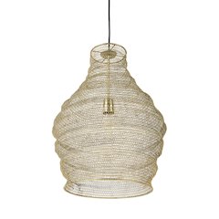 Halycon 16.0L x 16.0W x 20.0H Gold Mesh and Iron Pendant Light