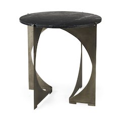 Reinhold 21L x 21W x 21H Black Marble Top Iron Side Table