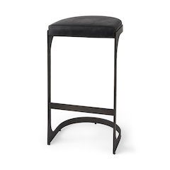 17L X 18W X 31H Black Leather Metal Frame Bar Stool