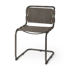 33" Total Height Brown/Gray Suede Iron Frame Dining Chair