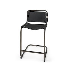 21L X 25W X 38H Black Leather Iron Frame Counter Stool