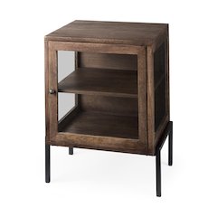Arelius 20L x 18W x 26H  Medium Brown Wood Black Metal Frame End/Side Table
