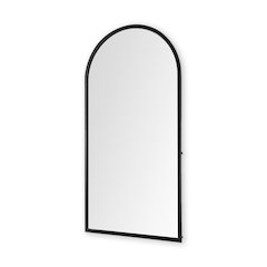 Giovanna 23.6L x 1.2W x 48.8H Black Metal Frame Rounded Arch Vanity Mirror