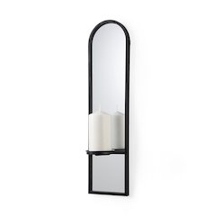 Evianna 7L x 7W x 25H MirroredBlack Metal Frame Wall Candle Holder