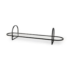 Evianna 30L x 7W x 7H MirroredBlack Metal Frame Tray