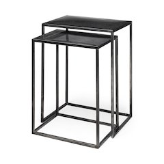 (Set Of 2) Galvanized Metal Nesting Accent Tables