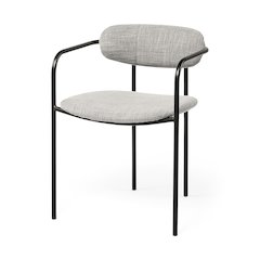 Gray Fabric Seat Black Metal Dining Chair