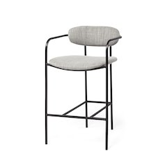 Gray Fabric Seat Black Metal Counter Stool