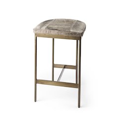 16.75 X 17.75 X 26.25 Hair-On-Hide Seat Gold Metal Frame Counter Stool