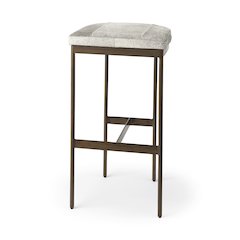 16.75 X 17.75 X 30 Hair-On-Hide Seat Gold Frame Bar Stool