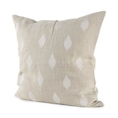 18L X 18W Beige And Cream Fabric Patterned Decorative Pillow Cover
