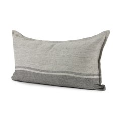 14L X 26W Light Gray And Dark Gray Fabric Color Blocked Decorative Pillow Cover