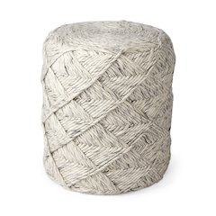 Esfera 17.7L x 15.7W x 15.7H Beige Chevron Woven Round Pouf