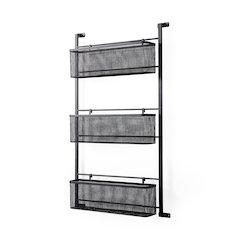 Macrinus 23.4L x 5.5W x 38.6H Black MetalMesh Wall Mounted Shelf