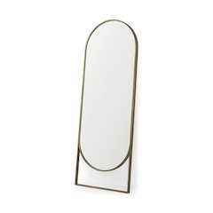 Sadie 28.0L x 2.0W x 78.0H Antique Gold Rounded Arch Floor Mirror