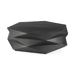 Black Solid Wood Hexagonal Storage Coffee Table