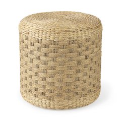 Michelle 17.7L x 17.7W x 17.7H Light Brown Woven Seagrass Round Pouf