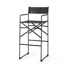 19.3L X 19.3W X 44.1H Black Leather Seatblack Iron Frame Bar Stool