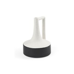 Burton 8.3H Small White and Black Ceramic Jug Vase
