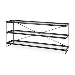 72.0"L X 16.0"W X 30.0"H Black Metalglass Console Table
