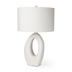 Tao 20.0L x 20.0W x 33.0H Cream BaseWhite Shade Table Lamp