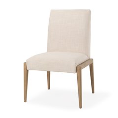 Cream Upholstery Solid Wood Armless Dining Chair