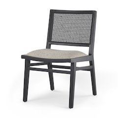 Beige Fabricblack Wood Dining Chair
