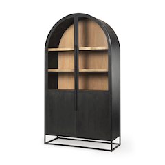 85.5H Black Woodblack Metal Frame Arch Cabinet